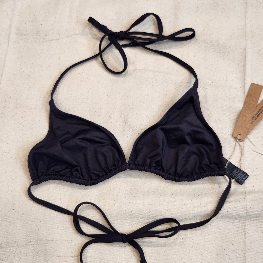 New SKIMS Signature Swim Triangle Bikini TopOnyx Black NWT Size XL Recycled